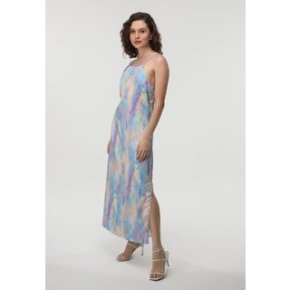 Vestido Cetim Only Midi Fenda Azul