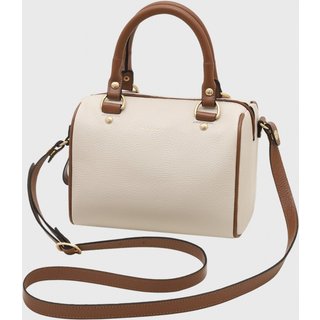 Bolsa Transversal Couro Mariart Iguaçu Off White/Camel
