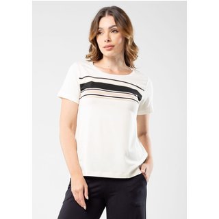 Blusa Pau a Pique Listrada Off White e Preto PRETO - XL Pau a Pique