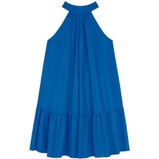 Vestido Curto Com Gola Alta E Amarração Em Tafetá