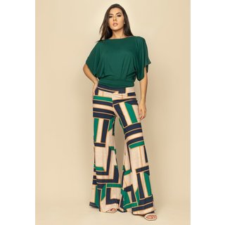 Calça Pantalona Granja Malha Estampa Chapada de Areia