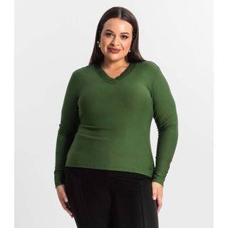 Blusa Plus Size Manga Longa Feminina Secret Glam Verde
