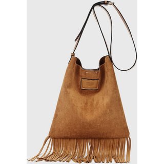 Bolsa Grande Feminina Santa Lolla Franjas Caramelo