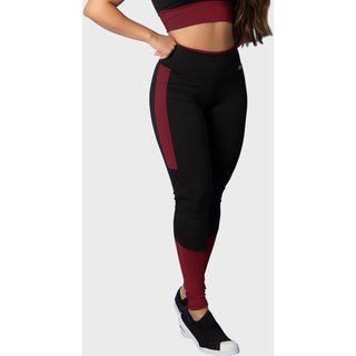 Calça Legging Fitness Tarelles Cintura Alta Preto e Bordô