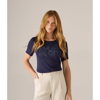 Blusa Makenji Estampa Frutas Feminina Azul Marinho