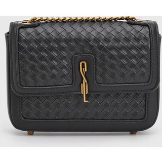 Bolsa Feminina Santa Lolla Textura Entrelaçada Preta