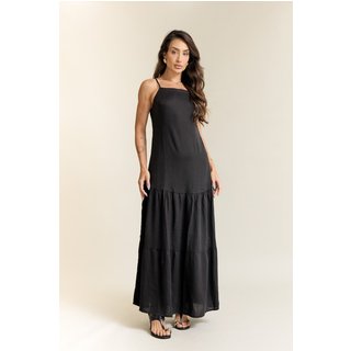 Vestido Longo Feminino com Alças na Cor Preto Lemier Collection