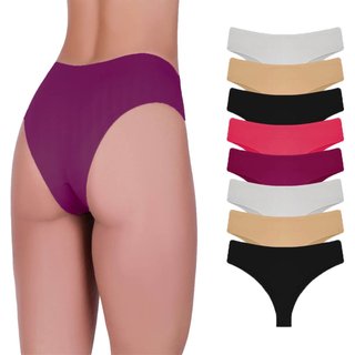Kit 8 Calcinhas Tanga Corte A Laser Microfibra Sortida Colorido