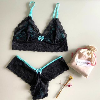 Conjunto de Renda Aurora Concept Lingerie Preto