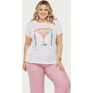 T-shirt Plus Size D Bell Outlet Fashion Margarita Branco