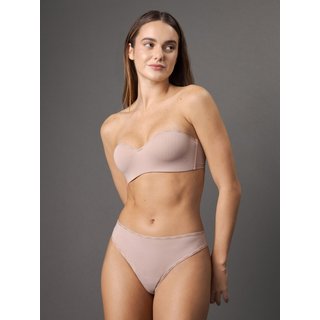 Calcinha Fio Dental Duplo Soft Micrologo Calvin Klein Underwear - Skin Médio Calvin Klein Jeans