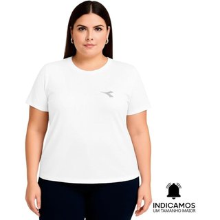 Camiseta Diadora Small Logo Plus Size Feminina - Branco - diadora