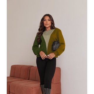 Blusa Cherry Line Tricô Manga Longa Três cores Vermelho Bege Verde Caramelo