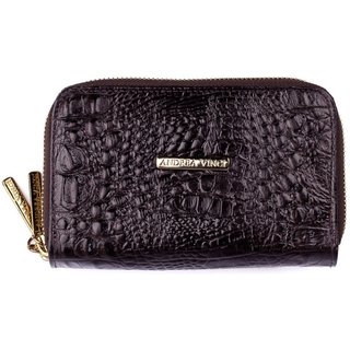 Carteira feminina de couro croco Martina 9,5x15,5cm - Preto