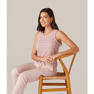 Blusa Tricot Rendada Feminino Nude