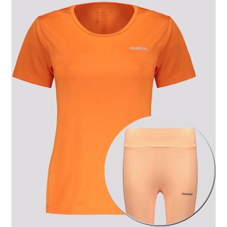 Conjunto Camiseta e Calça Legging com Bolso Rainha Laranja e Salmão