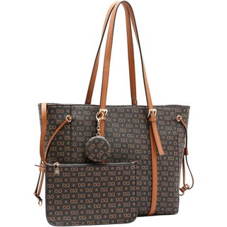 Kit 2 peças Bolsa Ombro + Nécessaire Feminina Chenson Monograma Elegance 3485406 Café