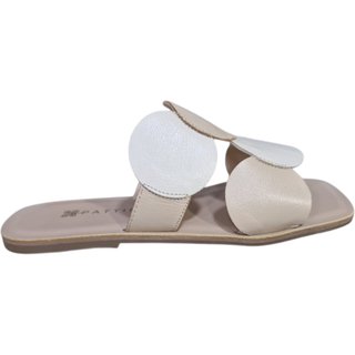 Rasteira Feminina Dinapoli em Couro Camel e Off White 320044