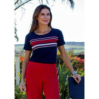 Blusa Pau a Pique Listrada Azul Marinho e Vermelho MARINHO - M Pau a Pique