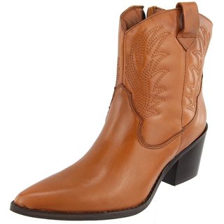 Bota Country Texana Western em Couro Bico Fino Maria Paula Camel