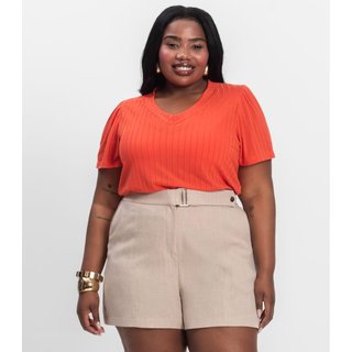 Blusa Canelada Plus Infinita Cor Vermelho