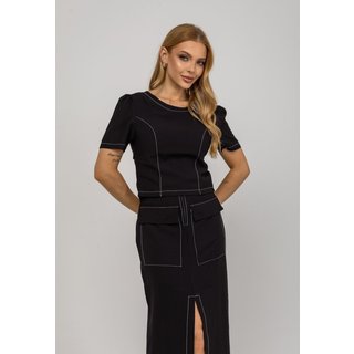 Blusa De Alfaiataria Decote Costas Salvatore Preto