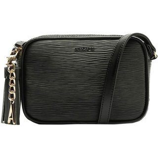 Bolsa Tiracolo Pequena Chaveiro Barbicacho Preto