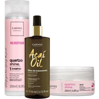 Kit Cadiveu Professional Essentials Quartzo Shine Shampoo Máscara e Açaí Oil 110 (3 produtos)