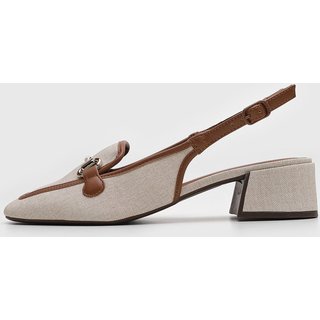 Scarpin Feminino Anacapri Slingback Bico Quadrado Bege e Caramelo