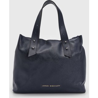 Bolsa Feminina Jorge Bischoff Grande Detalhes Metálicos Azul Marinho