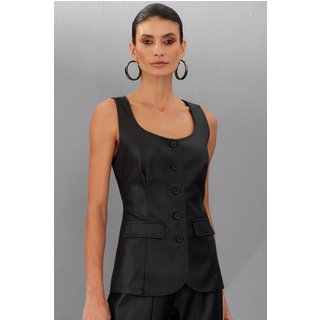 Colete Feminino em Pu Smk Preto