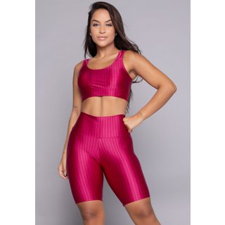 Conjunto Fitness Top Bojo Removível e Bermuda New Zig Rosa
