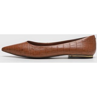 Sapatilha Feminina Loucos e Santos Bico Fino Croco Marrom