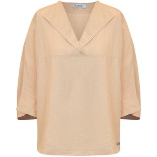 Blusa Feminina Biamar Gola V Lapela Bege