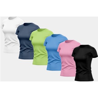 Kit 6 Camisetas Manga Curta Feminina Dry Básica Lisa Proteção Solar UV Térmica Blusa Academia Esporte Camisa Colorido