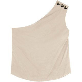 Blusa Fluida De Um Ombro Só Com Enfeites Metalizados