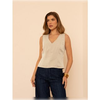Blusa Regata Gola V Verão Anna Morena Cru