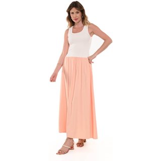 Vestido Bisô Duo Longo Off White/ Salmão - Salmão