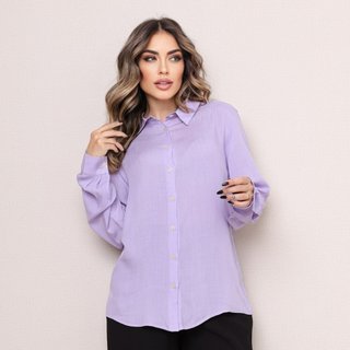 Camisa Manga Longa em Viscose Lilás