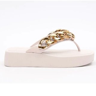 Chinelo Feminino Plataforma Hit Corrente White Petite Jolie PJ6515