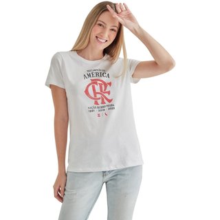Camiseta Feminina Fla Tri Campeão Reserva Branco