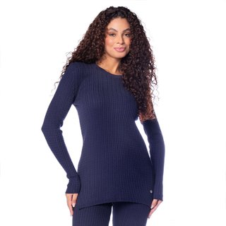 Blusa Feminina Biamar Algodão Alongada Tranças Marinho