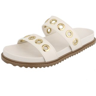 Rasteira Casual Flat Detalhe Tiras Anatômica Lançamento Verão Agnes Veronez Off White