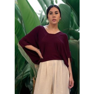 Blusa Bata Îandé Malha Bordô