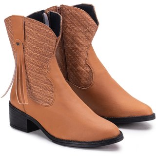 Bota Country Western Com Franja Ultra conforto Feminina IZA Texana Leve Macia Blogueira GuGi 218-GG - Caramelo