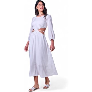 Vestido Feminino Comprido Alça Off White Incolor