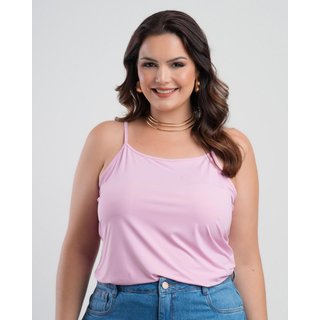 Regata Feminina Básica Sh Fashion Plus Size Alça Fina Confortável Cor Rosa