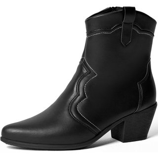 Bota Feminina Western Lumiss Texana Confortável Country Cano Curto Salto Grosso Rodeio Bico Fino Preto