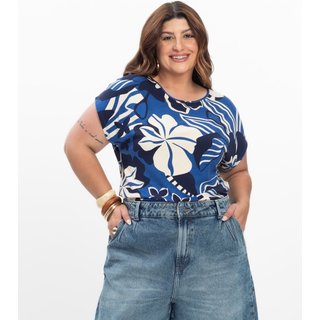 Blusa Manga Curta Feminina Secret Glam Azul