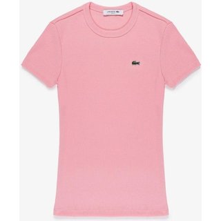 Camiseta de Algodão Canelado Lacoste Slim Fit Rosa